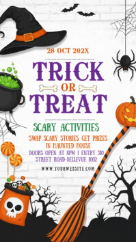 Putih Halloween Trick or Treat Event Instagram-verhaal Template