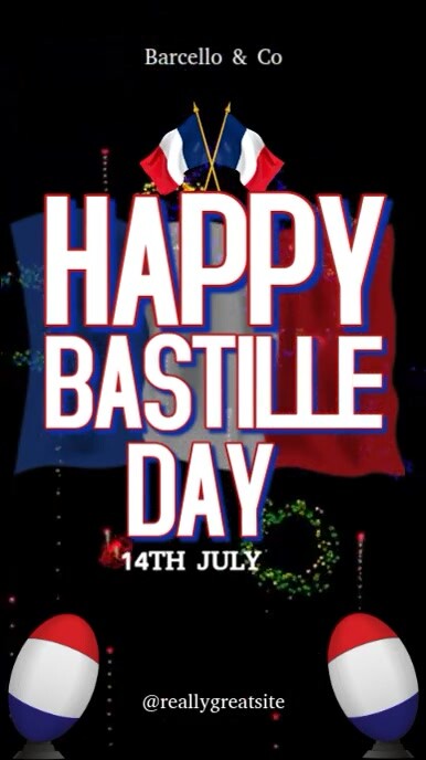 Illustrative Happy Bastille Day Video  Instagram Story template