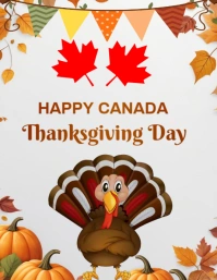Illustrative Happy Canada Thanksgiving Day Template Flyer (us Letter) Volante (Carta US)