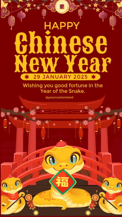 Illustrative Happy Chinese New Year Instagram Story template
