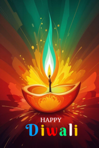 Illustrative Happy Diwali Poster template