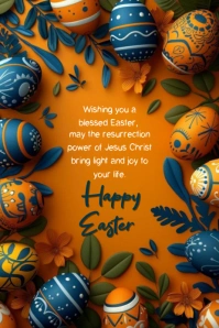 Illustrative Happy Easter  Pinterest Graphic template