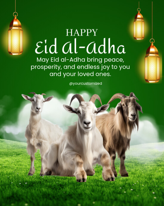 Illustrative Happy Eid Al Adha Instagram Portrait template