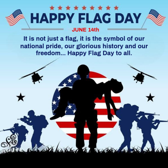 Illustrative Happy Flag Day Instagram Post Template | PosterMyWall