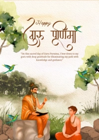 Illustrative Happy Guru Purnima Ad Flyer Design A4 template