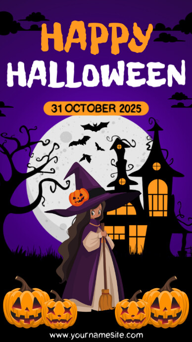 Illustrative Happy Halloween Instagram Story template