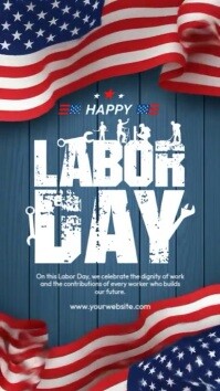 蓝绿色 Labor Day Celebration История на Instagram Template