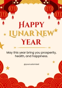 Illustrative Happy Lunar New Year A4 template