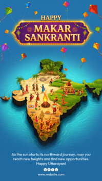 Illustrative Happy Makar Sankranti Instagram Story template