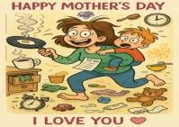 Illustrative Happy Mother's Day Card Design  Postcard template