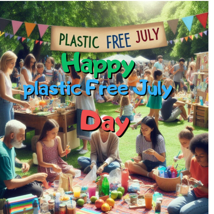 Illustrative Happy Plastic Free July Day  Instagram Post template