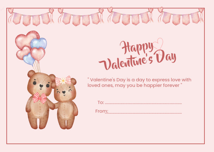 Illustrative Happy Valentine's Day Postcard Template | PosterMyWall