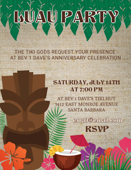 Copy of Illustrative Hawiian Party Flyer Template | PosterMyWall
