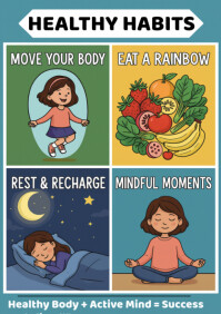 Illustrative Healthy Habits: A Guide To Student Physical And Mental Well-being A4 template