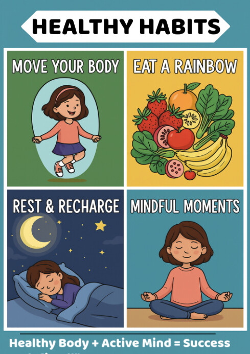Illustrative Healthy Habits: A Guide To Student Physical And Mental Well-being A4 template