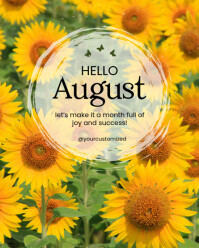 Illustrative Hello August  Instagram Portrait template