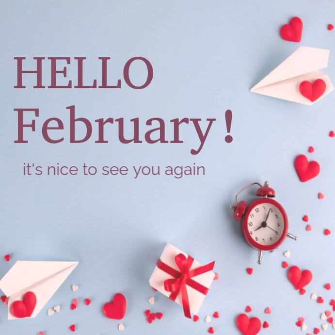Copy of Illustrative Hello February! Instagram Post | PosterMyWall