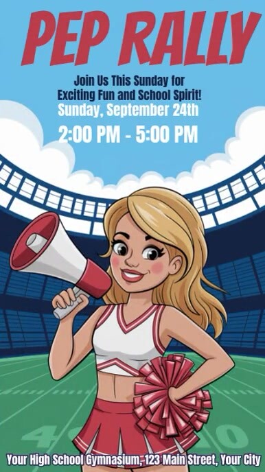 Illustrative High School Pep Rally Template I | PosterMyWall