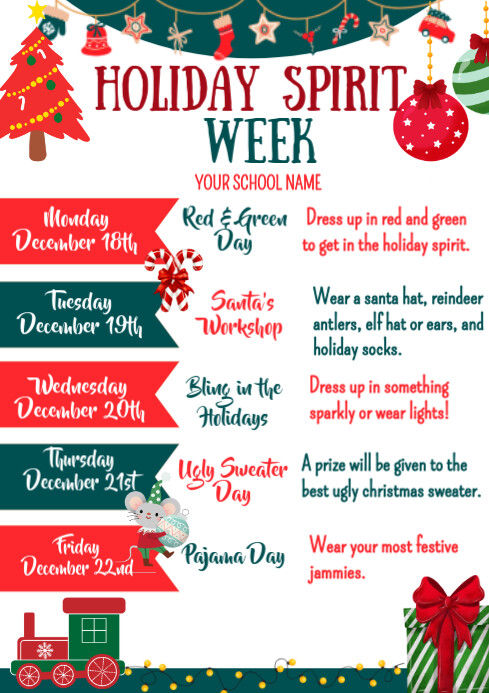Copy of Illustrative Holiday Spirit Week A4 | PosterMyWall