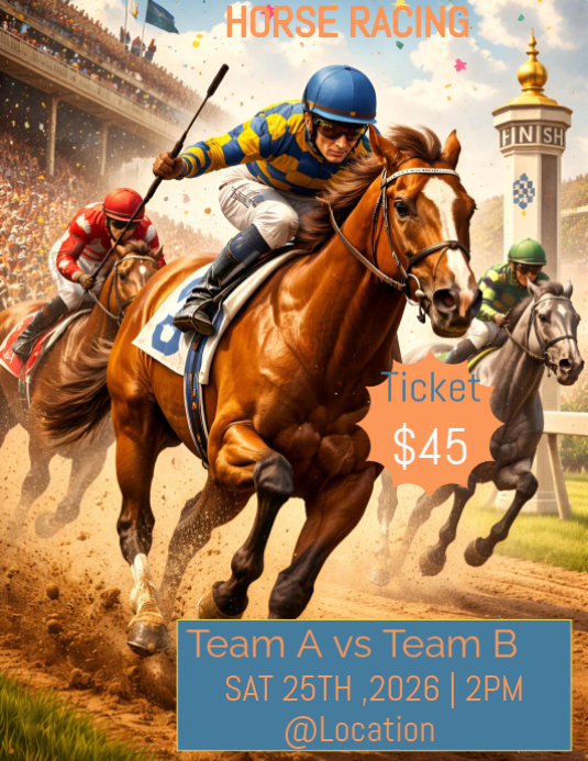 Illustrative Horse Racing Event Flyer Template | PosterMyWall