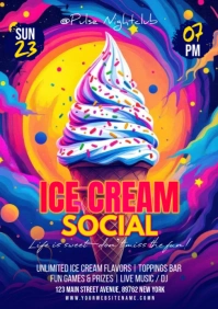 Illustrative Ice Cream Social A5 template