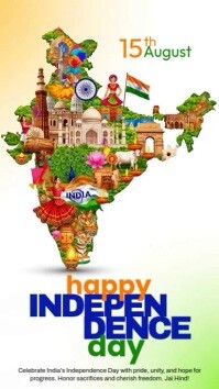 Biały India Independence Day Instagram-verhaal Template
