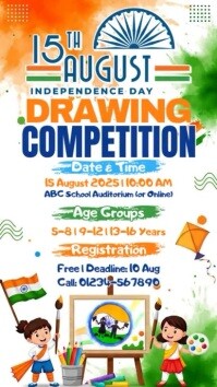 Illustrative India Independence Day Drawing Competition Instagram Story template