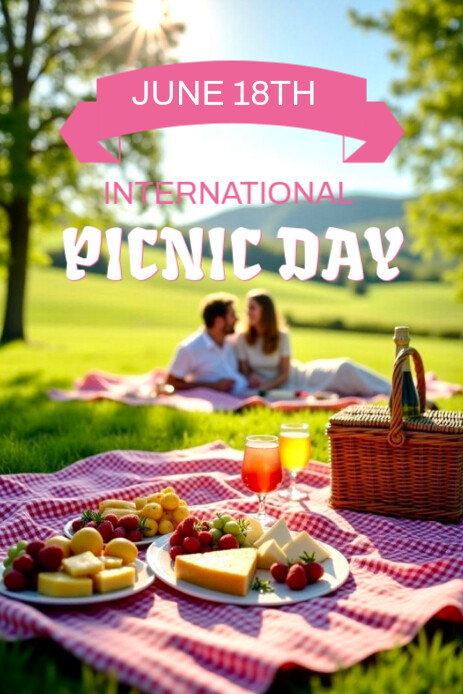 Illustrative International Picnic Day Pinterest Graphic template