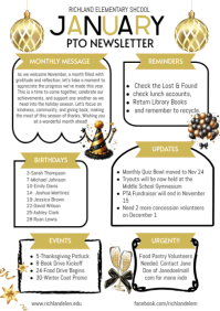 Illustrative January Pto Classroom Newsletter A4 template