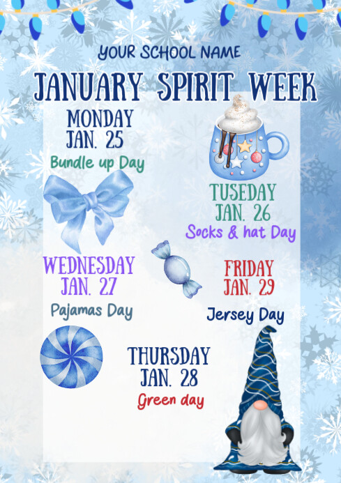 Copy of Illustrative January Spirit Week A4 | PosterMyWall