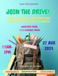 Illustrative Join The Drive Charity Banner Donation Poster Instagram Facebook Post Flyer (us Letter) template