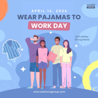 Illustrative Joyful Square Wear Pajamas Work Pos Instagram template