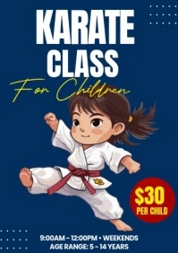 Illustrative Karate Class For Children Announcement A5 template