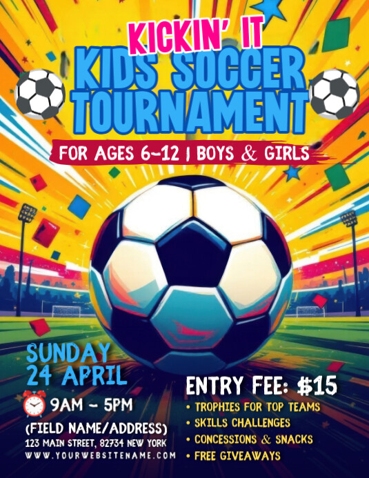 Illustrative Kid Soccer Flyer (us Letter) template