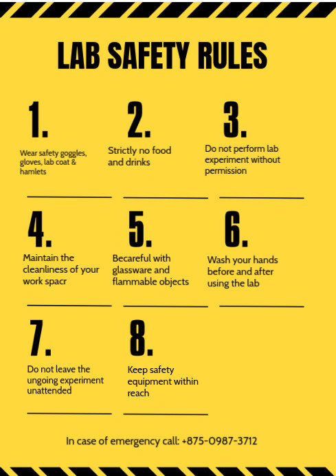 Illustrative Lab Safety Rules A4 Template | PosterMyWall