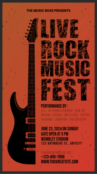红色 Live Rock Music Fest Instagram Story Template