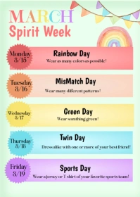 Illustrative March Spirit Week A6 template