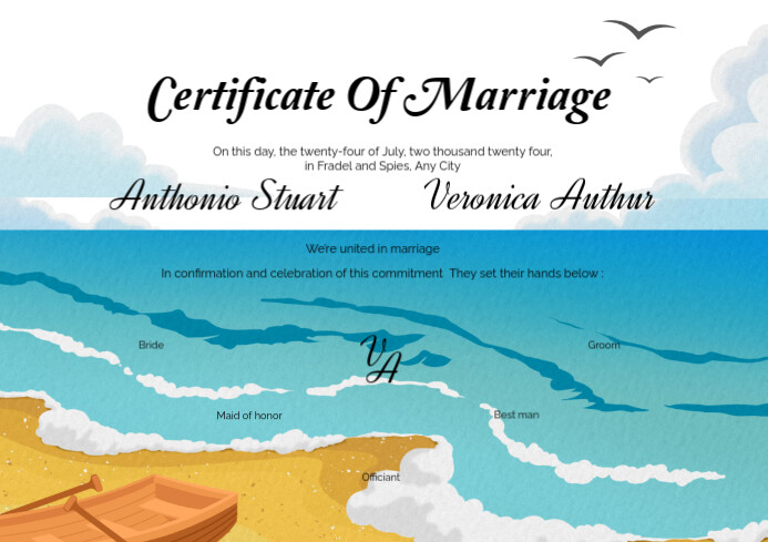 Illustrative Marriage Certificate  A4 template