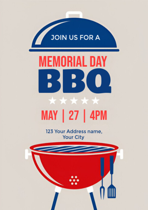 Illustrative Memorial Day Bbq Flyer A4 Template | PosterMyWall
