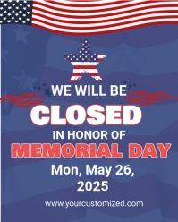 Illustrative Memorial Day Business Closed Instagram Portrait template
