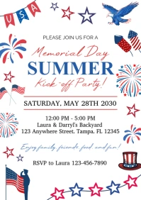 Illustrative Memorial Day Summer Kick Off Party A4 template