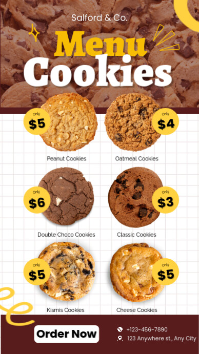 Cookies Menu Layout Plantilla de Illustrative Menu For Cookies | PosterMyWall