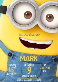 Illustrative Minion Birthday Invitation A6 template