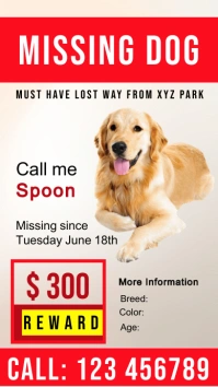 Illustrative Missing Dog Poster Digital Displ Affichage numérique (9:16) template
