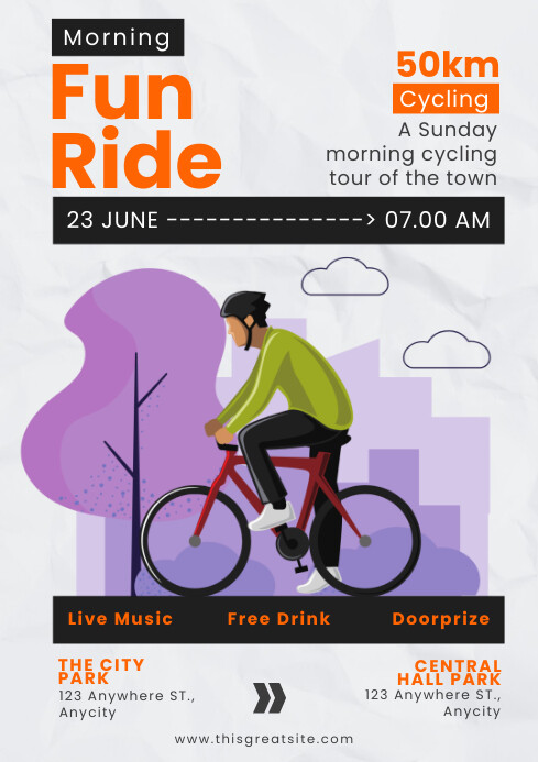 Illustrative Morning Fun Ride A4 Template | PosterMyWall