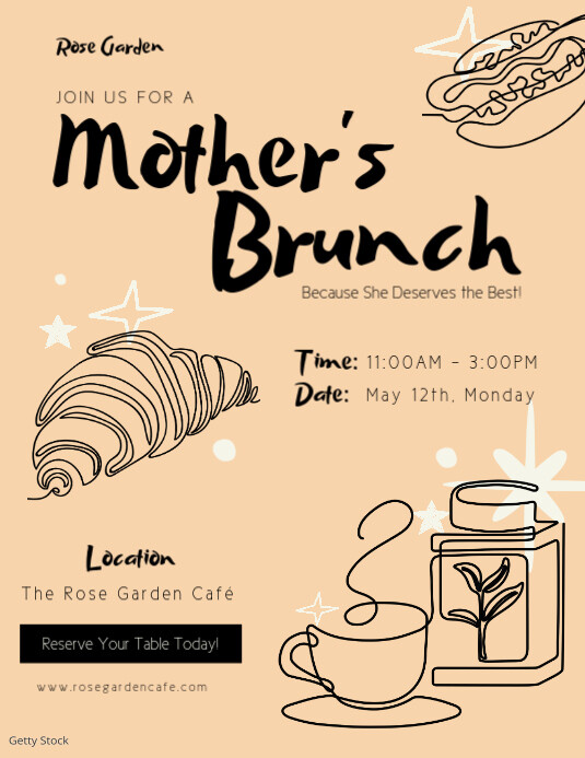 Illustrative Mother's Day Brunch Template Ulotka (US Letter)