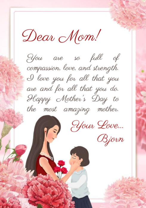 Illustrative Mother's Day Card A4 template