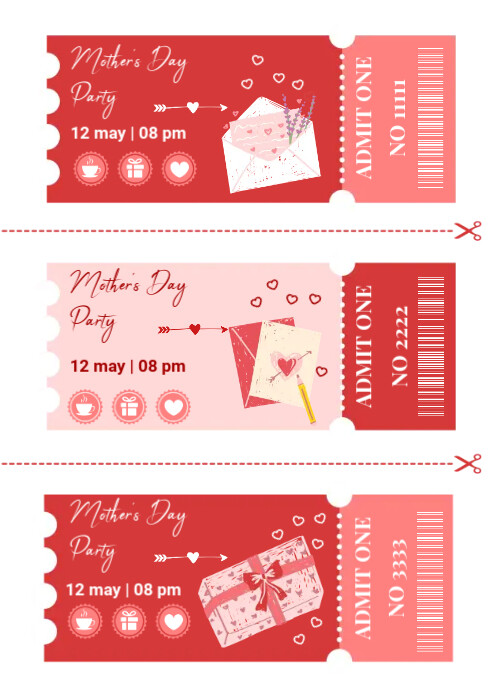 Illustrative Mother's Day Party Coupon A4 template