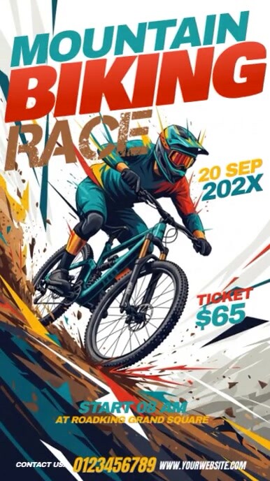 Illustrative Mountain Biking Race Instagram Story template