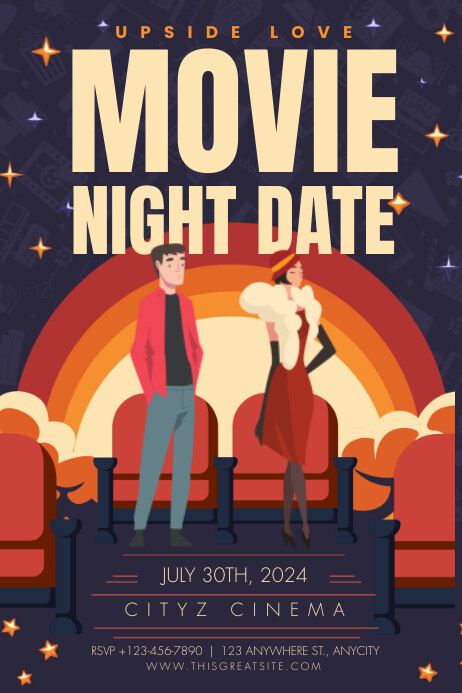 Modèle Illustrative Movie Night Date Poster | PosterMyWall